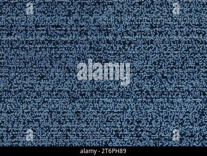 Ein psychedelisches Muster mit kleinen Sechsecken, die mit blauen Neon-Diagonallinien verziert sind, vor einem kontrastierenden Hintergrund. Stockfoto