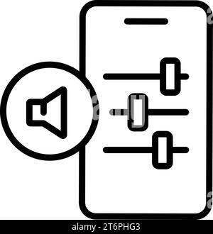 Symbol für Soundkontur. Linearsymbol der Einstelltaste. Symbol für Medieneinstellungen. Stock Vektor