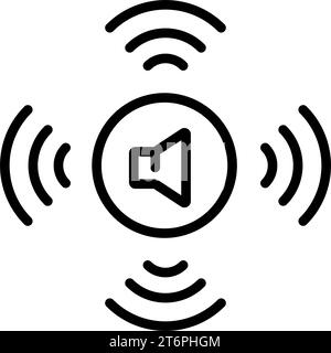 Symbol für Soundkontur. Linearsymbol der Einstelltaste. Symbol für Medieneinstellungen. Stock Vektor