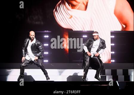 11. November 2023, Sheffield, South Yorkshire, USA: JLS, Performing at Sheffield Utilita Arena, Sheffield, UK, 11.11.2023 (Credit Image: © Robin Burns/ZUMA Press Wire) NUR REDAKTIONELLE VERWENDUNG! Nicht für kommerzielle ZWECKE! Stockfoto