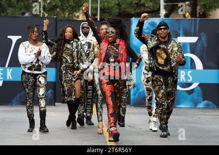 11. November 2023: Kween Sankofa-Bey bei der Austin Fashion Week, Samstag Runway bei The Domain. Austin, Texas. Mario Cantu/CSM Stockfoto