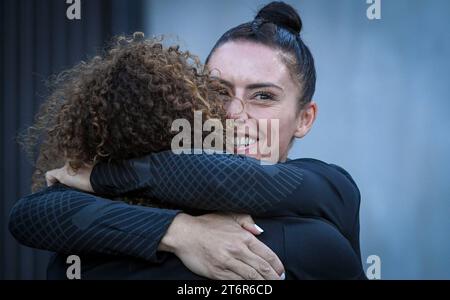 San Diego, Vereinigte Staaten, 11. November 2023: Ali Krieger (11 Gotham FC) vor der National Women’s Soccer League Championship zwischen OL Reign und Gotham FC im Snapdragon Stadium in San Diego, CA USA (NUR REDAKTIONELLE VERWENDUNG). (Rebekah Wynkoop/SPP) Stockfoto