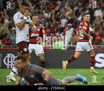 Rio de Janeiro-Brazil, 11. November 2023, Flamengo und Fluminense, gültig für die brasilianische Fußballmeisterschaft im Stadion Marcanã. Stockfoto