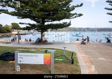 Manly Beach Vorort in Sydney Australien und East Esplanade Park and Beach, NSW, Australien Stockfoto