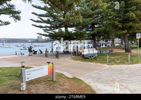 Manly Beach Vorort in Sydney Australien und East Esplanade Park and Beach, NSW, Australien Stockfoto