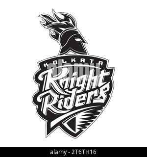 Kalkutta Knight Riders Logo Schwarzer Stil indischer professioneller Cricket Club, Vektor-Illustration abstraktes bearbeitbares Bild Stock Vektor