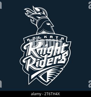 Kalkutta Knight Riders Logo White Style Indian Professional Cricket Club, Vektor-Illustration abstraktes bearbeitbares Bild Stock Vektor