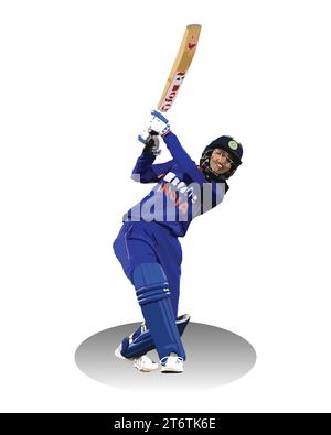 Smriti Mandhana ein indischer internationaler Cricketspieler, Vektor-Illustration abstraktes editierbares Hintergrundbild Stock Vektor