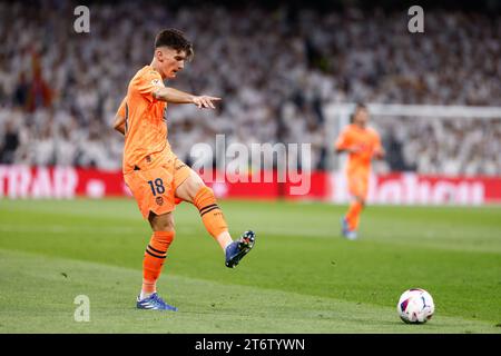 Pepelu Garcia von Valencia während des spanischen Meisterschaftsspiels La Liga zwischen Real Madrid und Valencia CF am 11. November 2023 im Santiago Bernabeu Stadion in Madrid Stockfoto