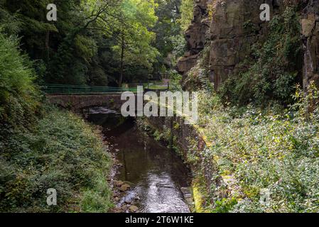 Der Torrs Riverside Park in New Mills, Derbyshire, England. Stockfoto