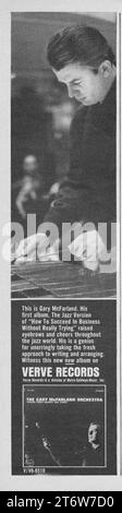 Eine Anzeige in einem Album für Gary McFarland lp auf dem Label Verve. Aus einem Musikmagazin der frühen 1960er Jahre. Stockfoto