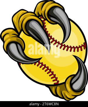 Softball Ball Eagle Claw Cartoon Monster Hand Stock Vektor