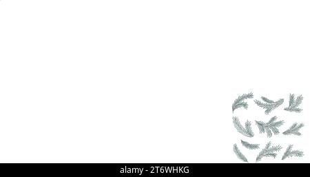 Weihnachtskiefernzweig, immergrüner Baum, Weihnachtsbaum, Weihnachtsdekoration. Satz von Tannenzweigen auf weißem Hintergrund. Vektor, 3D Stock Vektor