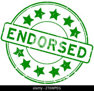 Grunge grünes Wort mit Sternsymbol runder Gummisiegelstempel auf weißem Hintergrund Stock Vektor