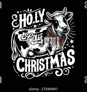 Heilige Kuh Weihnachten T-Shirt Design Vektor Stock Vektor