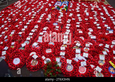 12. November 2023, London, England, Großbritannien: Rote Mohnkränze am Cenotaph in Whitehall am Remembrance Sunday. (Kreditbild: © Vuk Valcic/ZUMA Press Wire) NUR REDAKTIONELLE VERWENDUNG! Nicht für kommerzielle ZWECKE! Quelle: ZUMA Press, Inc./Alamy Live News Stockfoto