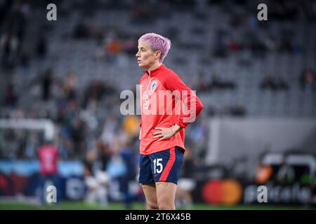 San Diego, USA, 11. November 2023: Megan Rapinoe (15 OL Reign) während der Aufwärmphase vor der National Women’s Soccer League Championship zwischen OL Reign und Gotham FC im Snapdragon Stadium in San Diego, CA USA (NUR REDAKTIONELLE VERWENDUNG). (Rebekah Wynkoop/SPP) Stockfoto