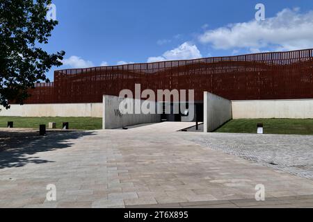 Eintritt zu den erhaltenen Überresten der römischen Villa „La Olmeda“, VRO, Pedrosa de la Vega, Palencia, Kastilien & Leon, Nordwesten Spaniens, Europa Stockfoto