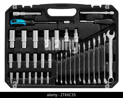 Werkzeugsatz Mechanik in Black Box, Nahaufnahme Werkzeugsatz Mechanik Stockfoto