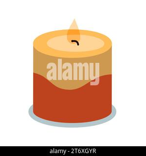 Eine brennende Kerze auf weißem Hintergrund Stockfoto