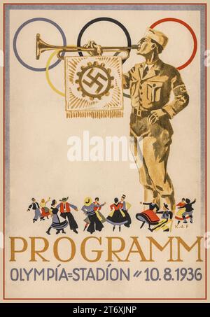 Olympiade-Programm der Nazis Deutschland Heft Cover für die Deutsche Arbeiterfront im Olympiastadion am 10. August. 1936 Stockfoto