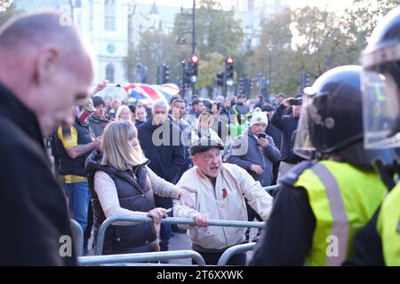 Eine Auswahl von Fotos, die am 11. November 2023 vom pro-palästinensischen Marsch und Waffenstillstandswochenende aufgenommen wurden. Stockfoto