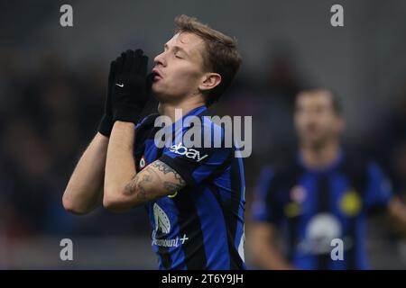 Mailand, Italien, 12. November 2023. Nicolò Barella vom FC Internazionale reagiert während des Spiels der Serie A bei Giuseppe Meazza in Mailand. Der Bildnachweis sollte lauten: Jonathan Moscrop / Sportimage Stockfoto