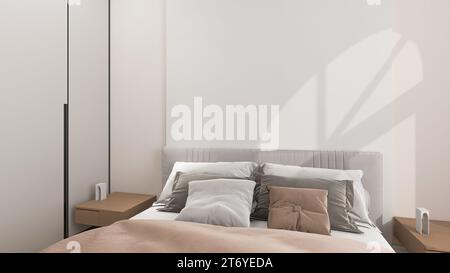 Innenraum des Schlafzimmers 3D-Rendering Stockfoto