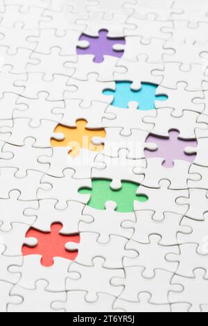 Diversity-Sortiment mit verschiedenen Puzzleteilen Stockfoto