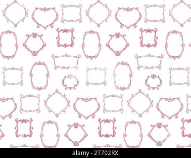 Bilderrahmenmuster im Vintage-Stil. Set aus klassischen, antiken, geschnitzten Rahmen. Retro-Dekorationen zum Malen, Foto. Illustration des flachen Vektors auf weißem Ba Stock Vektor