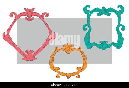 Mit Rahmen festlegen. Antik, Vintage-Stil. Luxuriöses Design für königliche oder museale Innenräume. Handgezeichnete Vektorgrafik. Stock Vektor