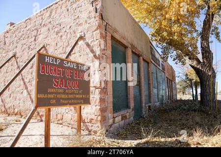 Shuttered Eimer of Blood Saloon in Holbrook, Arizona Stockfoto