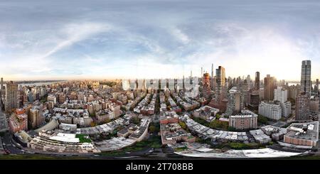 360 Grad Panorama Ansicht von Luftdrohne 360 Panorama Manhattan New York City 2023