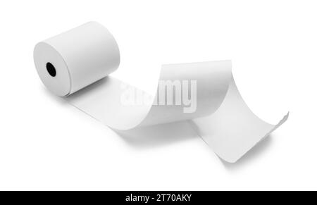 Rolle Thermopapier für Eingang isoliert auf weiß Stockfoto
