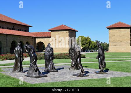 Stanford, Kalifornien, USA. "Burghers of Calais" von Rodin im Memorial Court an der Stanford University. Stockfoto