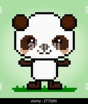 8-Bit-Pixel-Panda. Tiere für Spielmaterial und Kreuzstichmuster in Vektorabbildungen. Stock Vektor