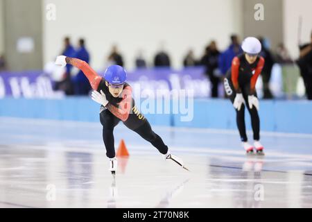 China Team Group (CHN), 12. NOVEMBER 2023 - Speed Skating : ISU Speed Skating World Cup 2023/24 Obihiro Mixed Team Relay im Meiji Hokkaido Tokachi Oval in Hokkaido, Japan. (Foto: Naoki Morita/AFLO SPORT) Stockfoto