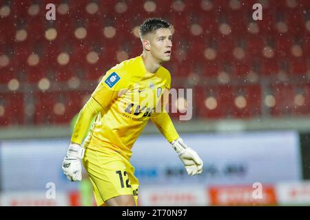 Rafal Leszczynski von Slask Breslaw wurde während des polnischen PKO Ekstraklasa League 2023/2024 im Cracovia Stadion gesehen. Endergebnis: Cracovia Krakau 0:1 Slask Breslaw. (Foto: Grzegorz Wajda / SOPA Images/SIPA USA) Stockfoto