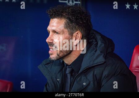 Diego Pablo Simeone, Cheftrainer von Atletico Madrid vor dem Fußballspiel La Liga EA Sports 2022/23 zwischen Atletico Madrid und Villareal im Metropolitano Stadion in Madrid, Spanien. Stockfoto