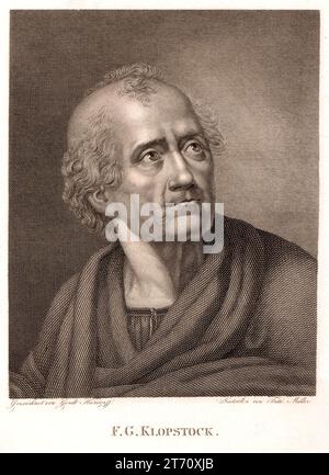 1795 v. Chr.: Der deutsche Dichter und Dramatiker Friedrich Gottlieb KLOPSTOCK ( 1724–1803). Porträt von Johann Friedrich Wilhelm Müller , nach Gerdt Hardorff .- LETTERATO - SCRITTORE - LETTERATURA - Literatur - POETA - POET - POESIE - SCHRIFTSTELLER - DRAMMATURGO - THEATER - TEATRO - GESCHICHTE - Foto STORICHE - Gravur - incisione - illustrazione - Illustration -- - ARCHIVIO GBB Stockfoto