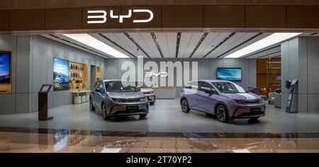 BYD Car Showroom, China. Stockfoto