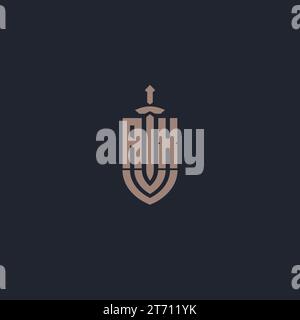 AX-Logo-Monogramm mit Schwert und Schild Design-Vorlage Vektor Stock Vektor