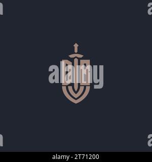 DB Logo Monogramm mit Schwert und Schild Stil Vorlage Vektor Stock Vektor