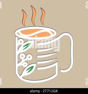 Kaffee. Italienische Kaffeekanne mit Text alles, was Sie brauchen, ist Kaffee. Banner für Café, Restaurant, Menü, Kaffeeträume. Bechersymbol im Linienstil. Stockfoto