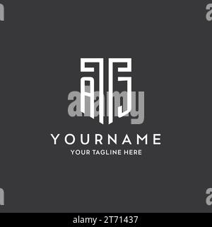 AJ Monogramm Anfangsname mit Schildform Symbol Design Vektorgrafik Stock Vektor