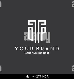 DP Monogramm Anfangsname mit Schildform Symbol Design Vektorgrafik Stock Vektor
