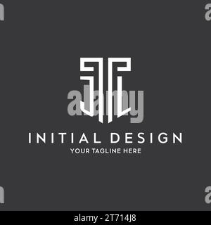 JL Monogramm Anfangsname mit Schildform Symbol Design Vektorgrafik Stock Vektor