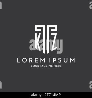 KZ Monogramm Anfangsname mit Schildform Symbol Design Vektorgrafik Stock Vektor