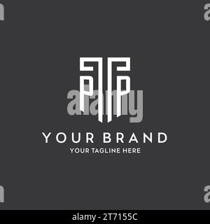 PP-Monogramm Anfangsname mit Schildform Symbol Design Vektorgrafik Stock Vektor