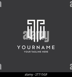 WW Monogramm Anfangsname mit Schildform Symbol Design Vektorgrafik Stock Vektor